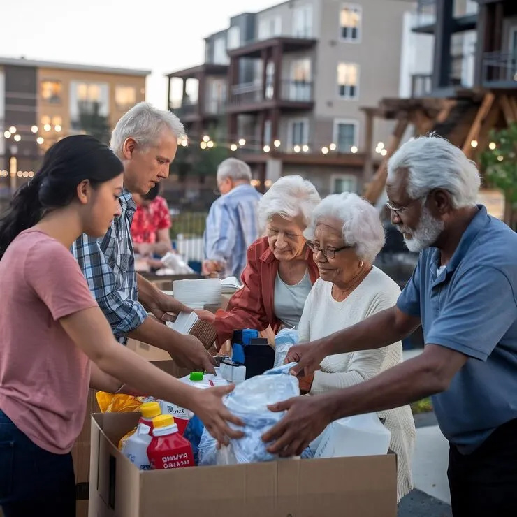Neighbors packing supplies together